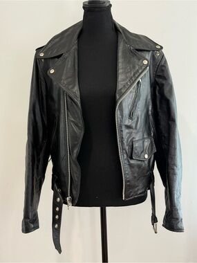The Leather Warehouse 34(S)Classic Black Leather Biker Jacket - Women 390